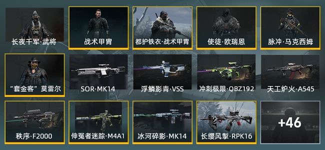 暗区突围库存价值121.7M 3手套 15近战武器 1橙套装 5金套装 30金枪皮 信誉5级 大师