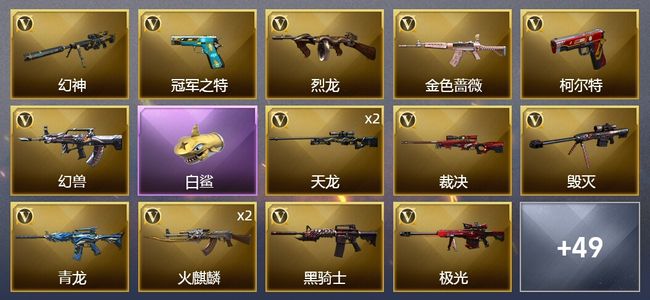 穿越火线（CF）1王者武器 2炫金武器 88V武器 2V角色 22皮肤 不可排位 传奇