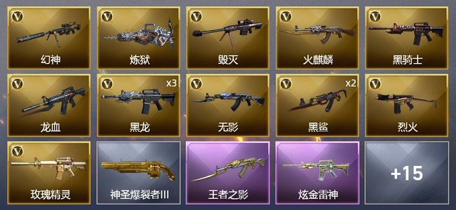 穿越火线（CF）1王者武器 2炫金武器 20V武器 2V角色 4皮肤 可排位 传奇