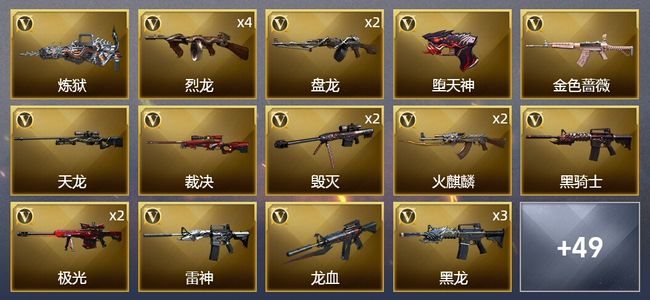 穿越火线（CF）3王者武器 5炫金武器 65V武器 2V角色 20皮肤 可排位 枪王