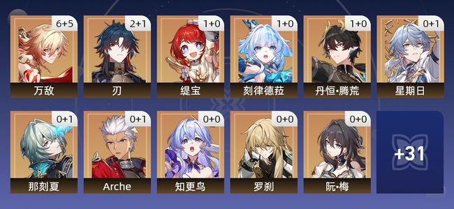 崩坏：星穹铁道61黄 39角色黄 22光锥黄 20五星角色 14五星光锥 70级 男主