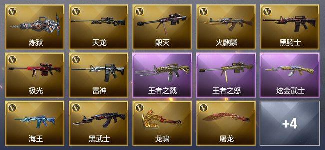 穿越火线（CF）2王者武器 1炫金武器 13V武器 2V角色 8皮肤 可排位 传奇