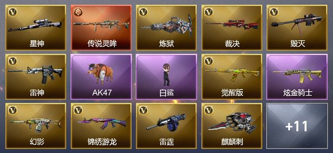 穿越火线（CF）1传说武器 1炫金武器 18V武器 4皮肤 可排位