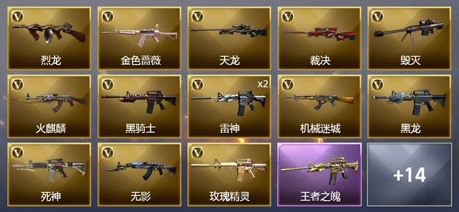 穿越火线（CF）1王者武器 33V武器 1V角色 11皮肤 可排位 新锐