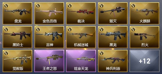 穿越火线（CF）1王者武器 1炫金武器 25V武器 11皮肤 可排位 枪王