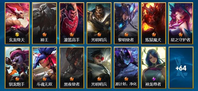 英雄联盟手游（lol手游）79皮肤 84英雄 铂金