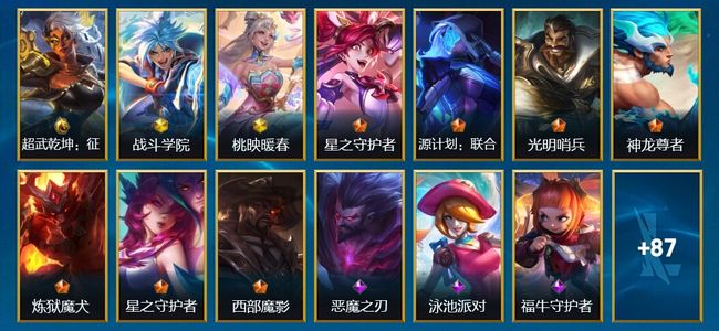 英雄联盟手游（lol手游）1典藏 4神话 7传说 107皮肤 117英雄 铂金