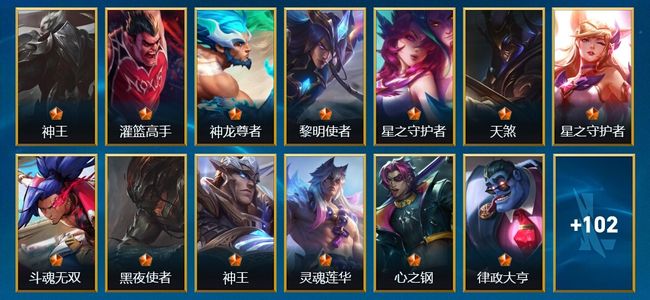 英雄联盟手游（lol手游）123皮肤 116英雄 大师