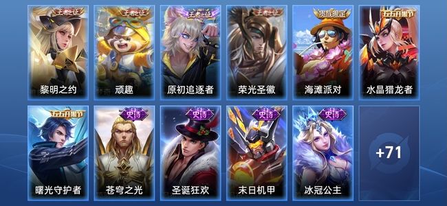 王者荣耀19史诗 82皮肤 101英雄 荣耀黄金I