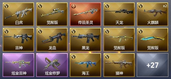 穿越火线（CF）1传说武器 2王者武器 2炫金武器 32V武器 1V角色 13皮肤 可排位 专家
