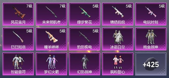 和平精英8升级枪 10粉装 3尾迹 261枪皮 181套装 7,8022热力 15印记 超级王牌