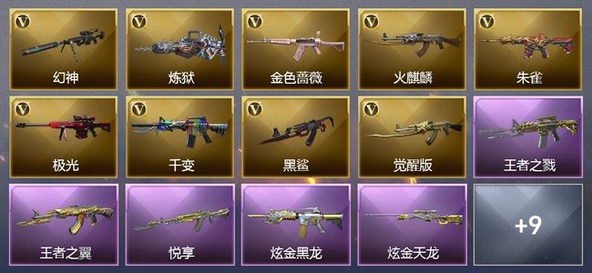 穿越火线（CF）3王者武器 2炫金武器 14V武器 1V角色 1皮肤 可排位 新锐