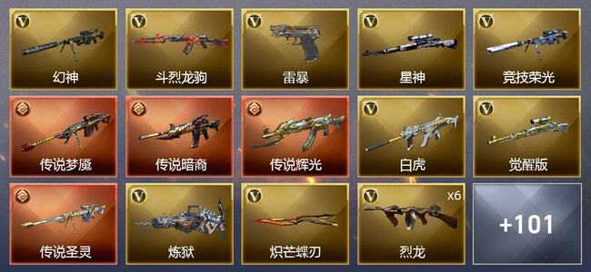 穿越火线（CF）4传说武器 1王者武器 5炫金武器 110V武器 6V角色 42皮肤 不可排位 枪王