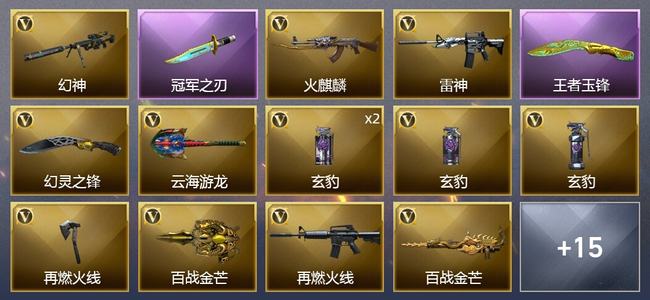 穿越火线（CF）1王者武器 23V武器 1V角色 6皮肤 可排位 专家