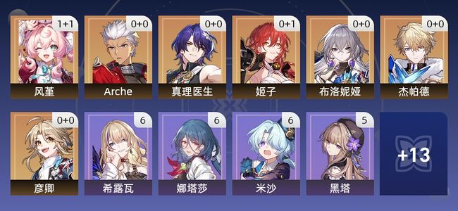 崩坏：星穹铁道11黄 8角色黄 3光锥黄 7五星角色 3五星光锥 60级 女主