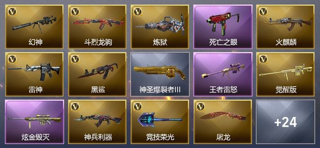 穿越火线（CF）3王者武器 1炫金武器 25V武器 12皮肤 可排位 传奇