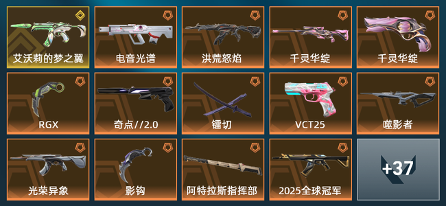 无畏契约14橙皮 1金皮 4紫皮 51皮肤 35780皮肤总价值 535已用源晶 黄金
