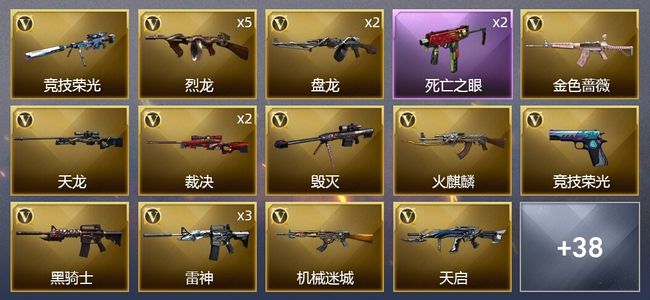 穿越火线（CF）5王者武器 3炫金武器 55V武器 2V角色 14皮肤 可排位 新锐