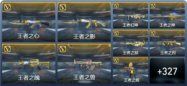 穿越火线：枪战王者V8 39王者武器 374英雄武器 15英雄角色 806万化 枪皇