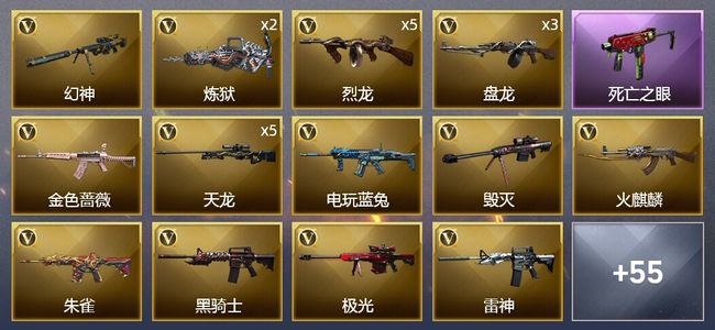 穿越火线（CF）2王者武器 4炫金武器 67V武器 1V角色 9皮肤 可排位 大师