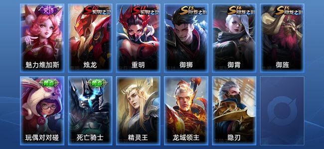 王者荣耀1史诗 11皮肤 尊贵铂金I