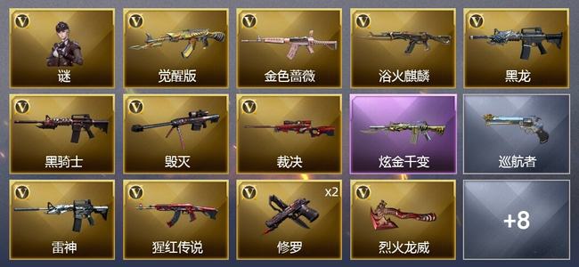 穿越火线（CF）1炫金武器 12V武器 1V角色 11皮肤 可排位 传奇