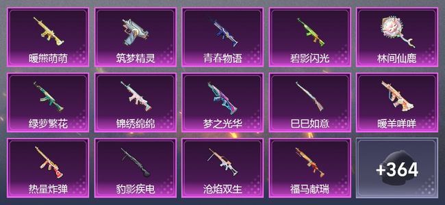 和平精英15升级枪 25粉装 2尾迹 225套装 95204热力 16印记