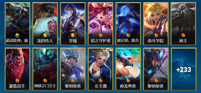 英雄联盟手游（lol手游）258皮肤 133英雄 宗师