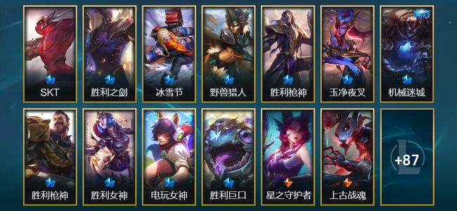英雄联盟（LOL）12限定 13传说 101皮肤 15炫彩 167英雄
