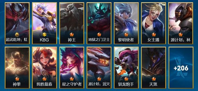 英雄联盟手游（lol手游）238皮肤 136英雄 王者