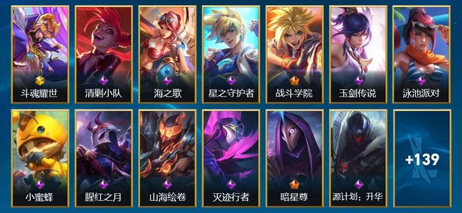 英雄联盟手游（lol手游）159皮肤 136英雄 大师