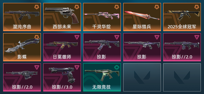 无畏契约7橙皮 6紫皮 44皮肤 1,8180皮肤总价值 555已用源晶 青铜