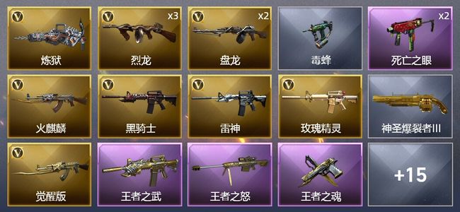 穿越火线（CF）4王者武器 2炫金武器 21V武器 8皮肤 可排位 新锐