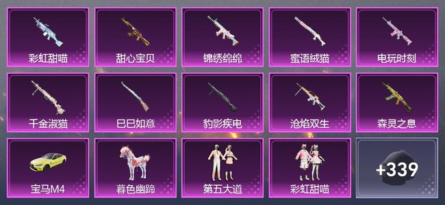 和平精英2载具 10升级枪 15粉装 6尾迹 220套装 91356热力 19印记