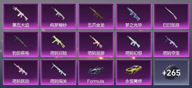 和平精英3载具 12升级枪 15粉装 3尾迹 159套装 6,9227热力 6印记