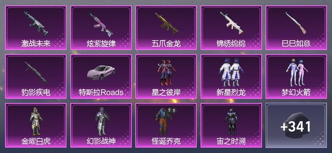 和平精英1载具 6升级枪 8粉装 4尾迹 250枪皮 203套装 83213热力 19印记