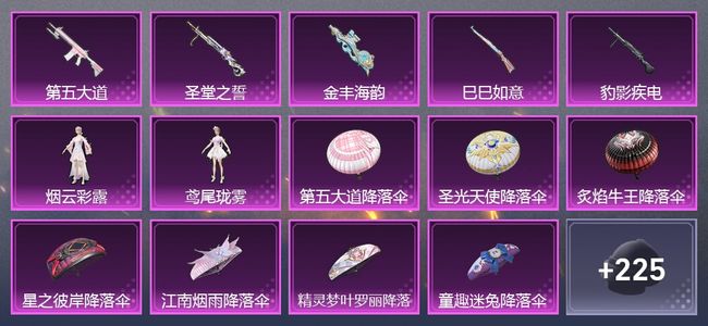 和平精英5升级枪 2粉装 1尾迹 167枪皮 142套装 52966热力 11印记