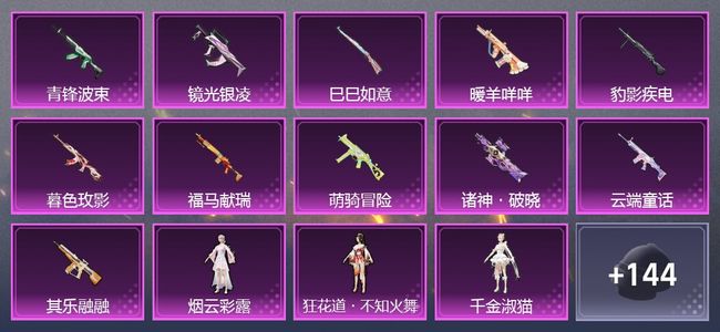 和平精英11升级枪 7粉装 1尾迹 179枪皮 106套装 52045热力 5印记
