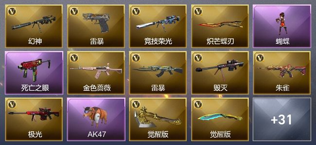 穿越火线（CF）1炫金武器 37V武器 1V角色 12皮肤 可排位