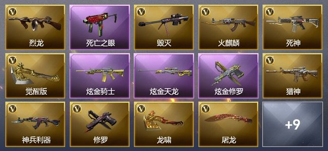 穿越火线（CF）3王者武器 3炫金武器 12V武器 1V角色 2皮肤 可排位 传奇