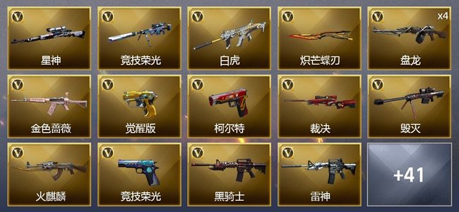 穿越火线（CF）1传说武器 3王者武器 63V武器 2V角色 29皮肤 可排位