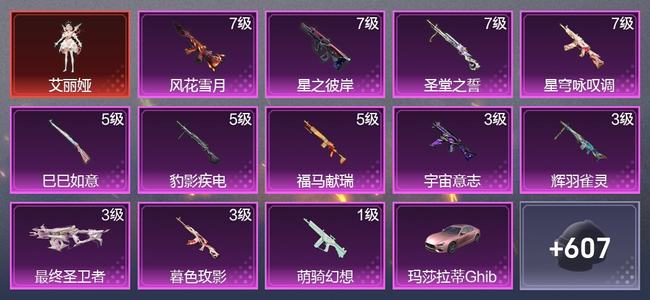和平精英4载具 12升级枪 13粉装 14尾迹 357枪皮 238套装 12,2661热力 21印记 星钻