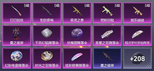 和平精英5升级枪 1粉装 113枪皮 120套装 38201热力 11印记 星钻