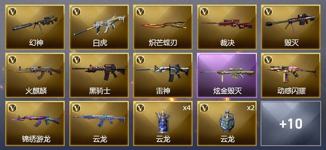 穿越火线（CF）1炫金武器 28V武器 10皮肤 可排位 新锐