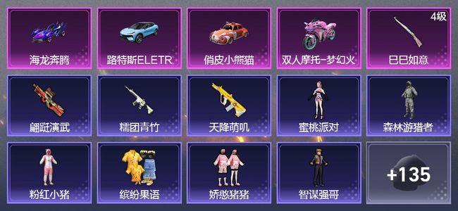和平精英4载具 1升级枪 67枪皮 75套装 24759热力 4印记