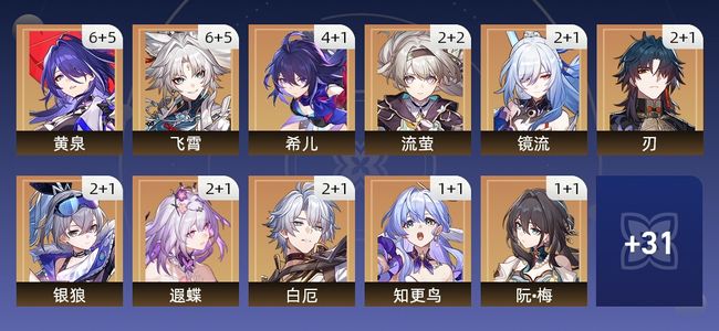 崩坏：星穹铁道170黄 104角色黄 66光锥黄 42五星角色 35五星光锥 70级 女主