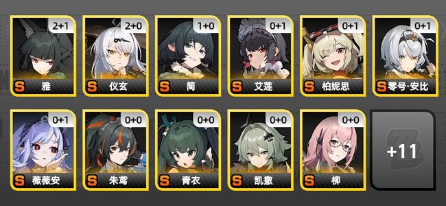 绝区零42黄 31角色黄 22S角色 10S音擎 14S邦布 男主 60