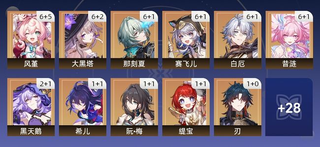 崩坏：星穹铁道158黄 102角色黄 56光锥黄 39五星角色 29五星光锥 70级 女主