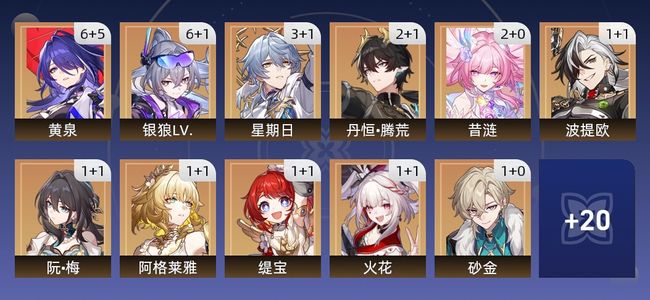 崩坏：星穹铁道112黄 69角色黄 43光锥黄 31五星角色 23五星光锥 70级 女主