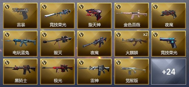 穿越火线（CF）1炫金武器 53V武器 1V角色 21皮肤 可排位 枪王